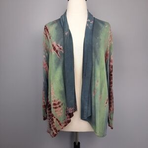 Greater Good Green Tie Dye Long Sleeve Open Front Cardigan size 1X